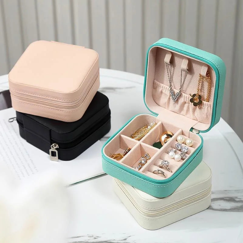 Portable Travel Ladies Jewelry Box  for Rings, Pendants, Earrings, Necklaces, Organizer for Birthday Festive Christmas Gifts