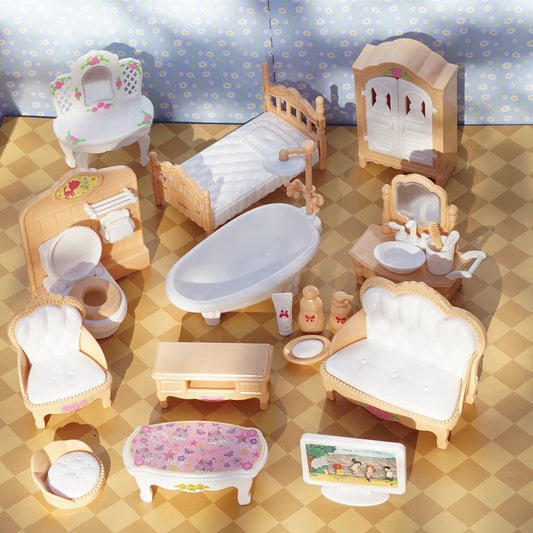 24Pcs Style Brown Miniature DollhouseFurniture Accessory Kids Toy Cute Kawaii Pink Kitchen Cooking Things For Girl Gifts