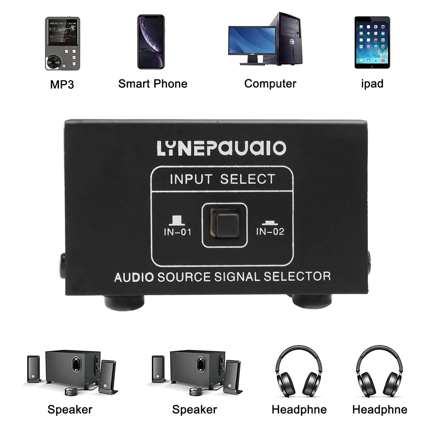 2 in 1 Out or 1 in 2 Out Audio Source Signal Selector, Switcher, Speaker, Audio Source, Switcher, RCA Interface, Lossess