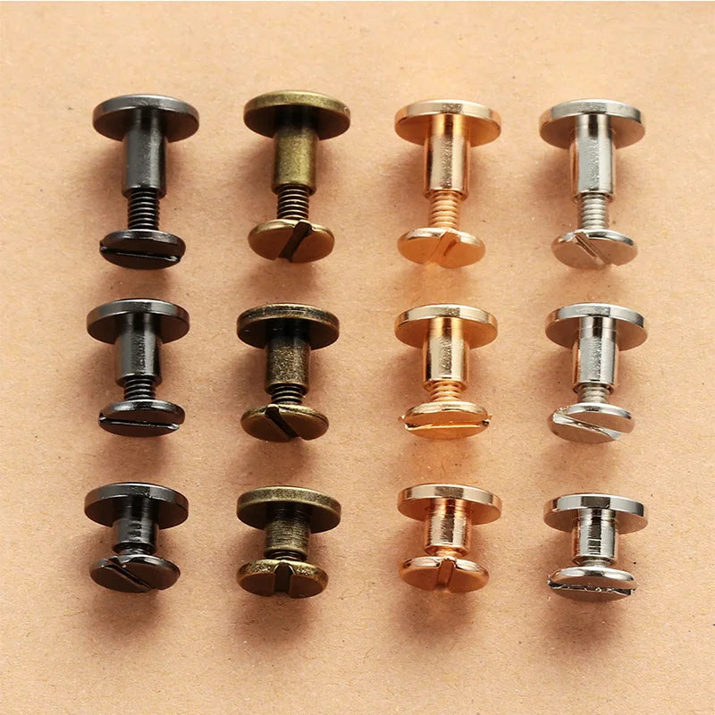 10Sets Metal Solid Screw Nail Rivet Double Curved Head Belt Strap Rivets Book Screws for Luggage Leather Craft Clothes Shoes Bag