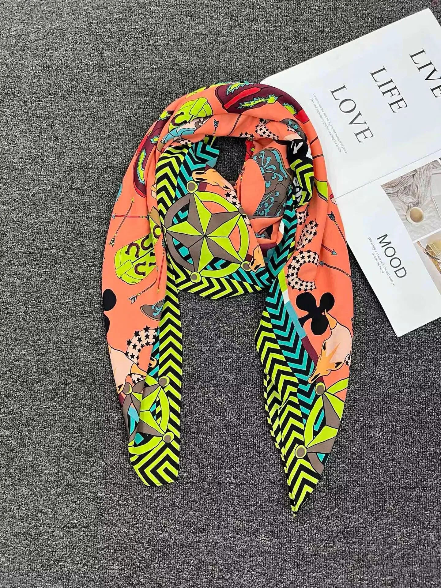 Foreign trade original order, Spanish fashion brand, new product, embroidered and printed multi style large square scarf