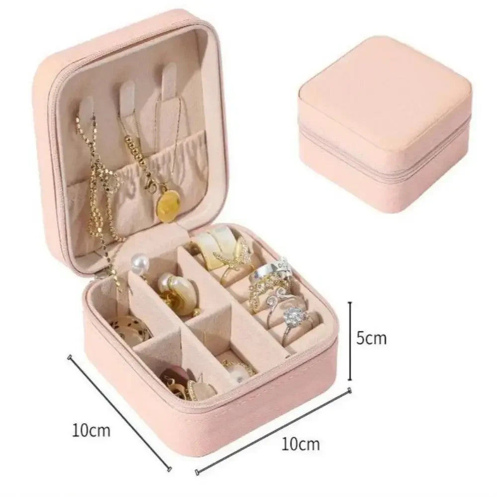 Mini Jewelry Storage Box Portable Home Travel Earrings Necklace Storage Case for Women Ring Organizer PU Leather Display Case