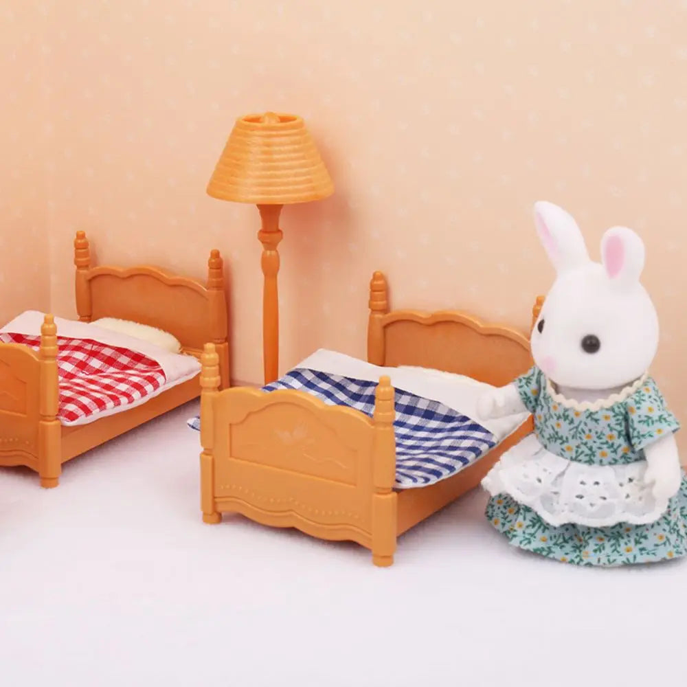 Forest Animal Family Dollhouse Furniture 1/12 Miniature Toys Girl Dolls Accessories Bedroom Bathroom Dollhouse Kit For Dolls