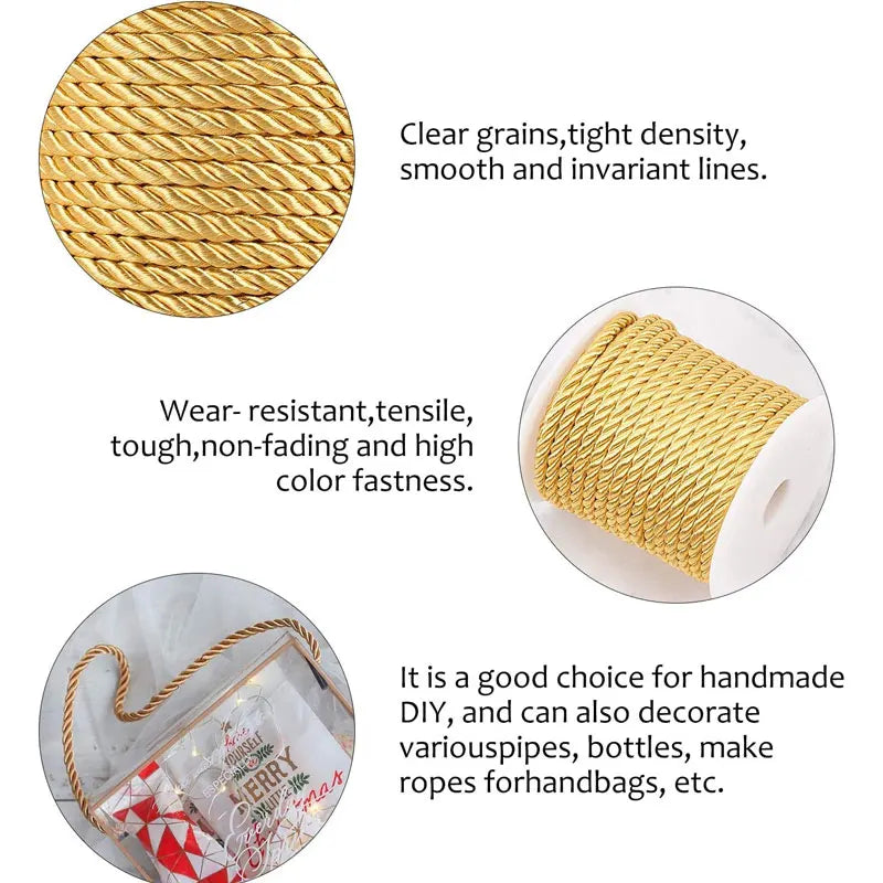 5mm 10m Twisted Cord Rope Trim Craft Decorative Nylon Rope Handmade Cording for Sewing Crafts Upholstery Home Décor