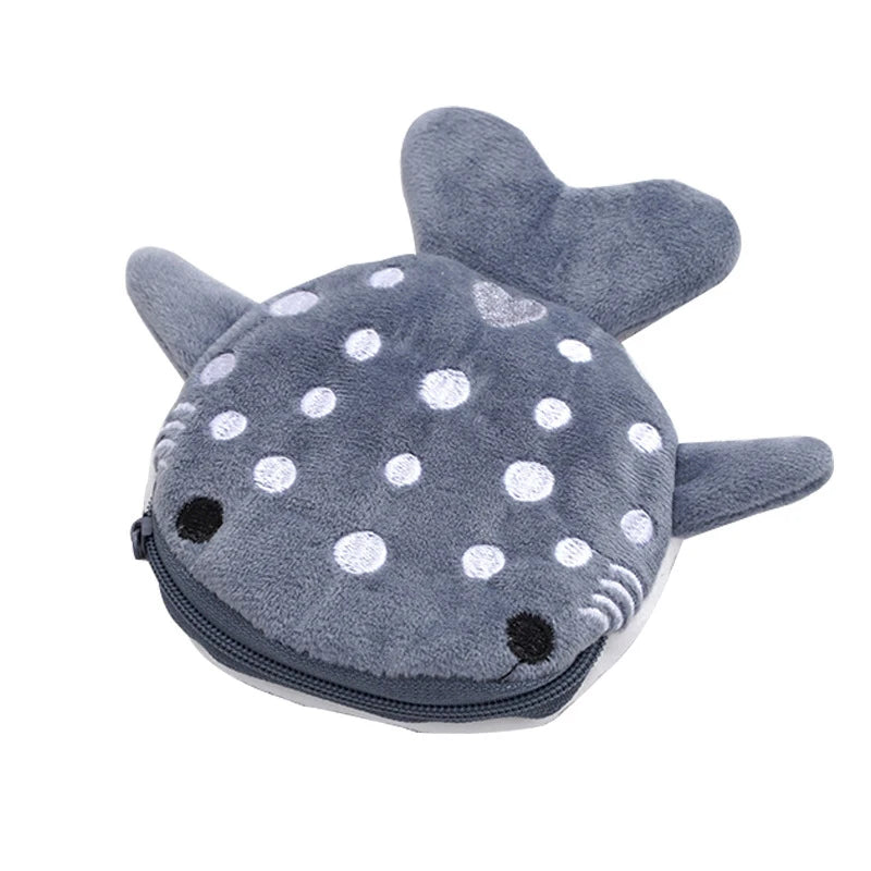 Cartoon Cute Whale Shark Coin Purse Kawaii Wallet Portable Plush Coin Bag Key Earphone Coin Storage Pouch Zipper Bag Kids Gift