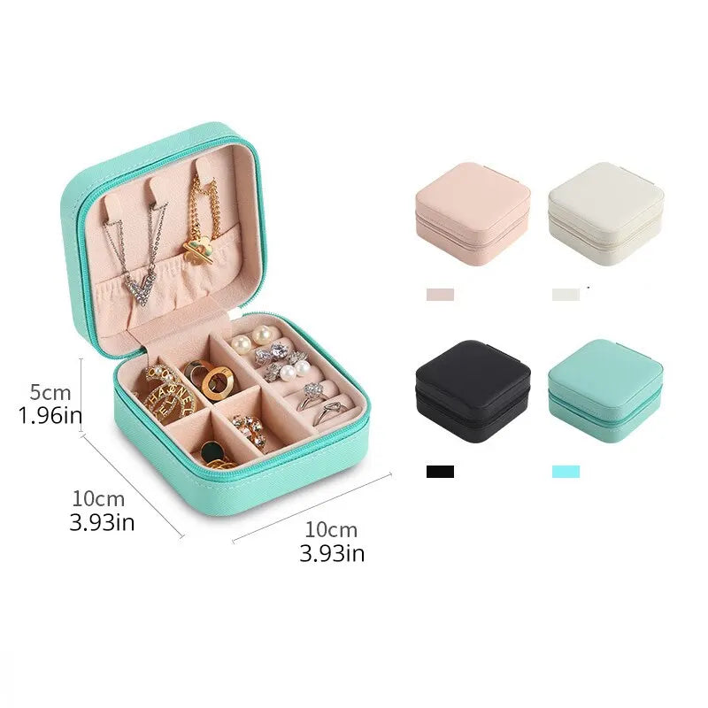 Mini Jewelry Storage Box Portable Home Travel Earrings Necklace Storage Case for Women Ring Organizer PU Leather Display Case