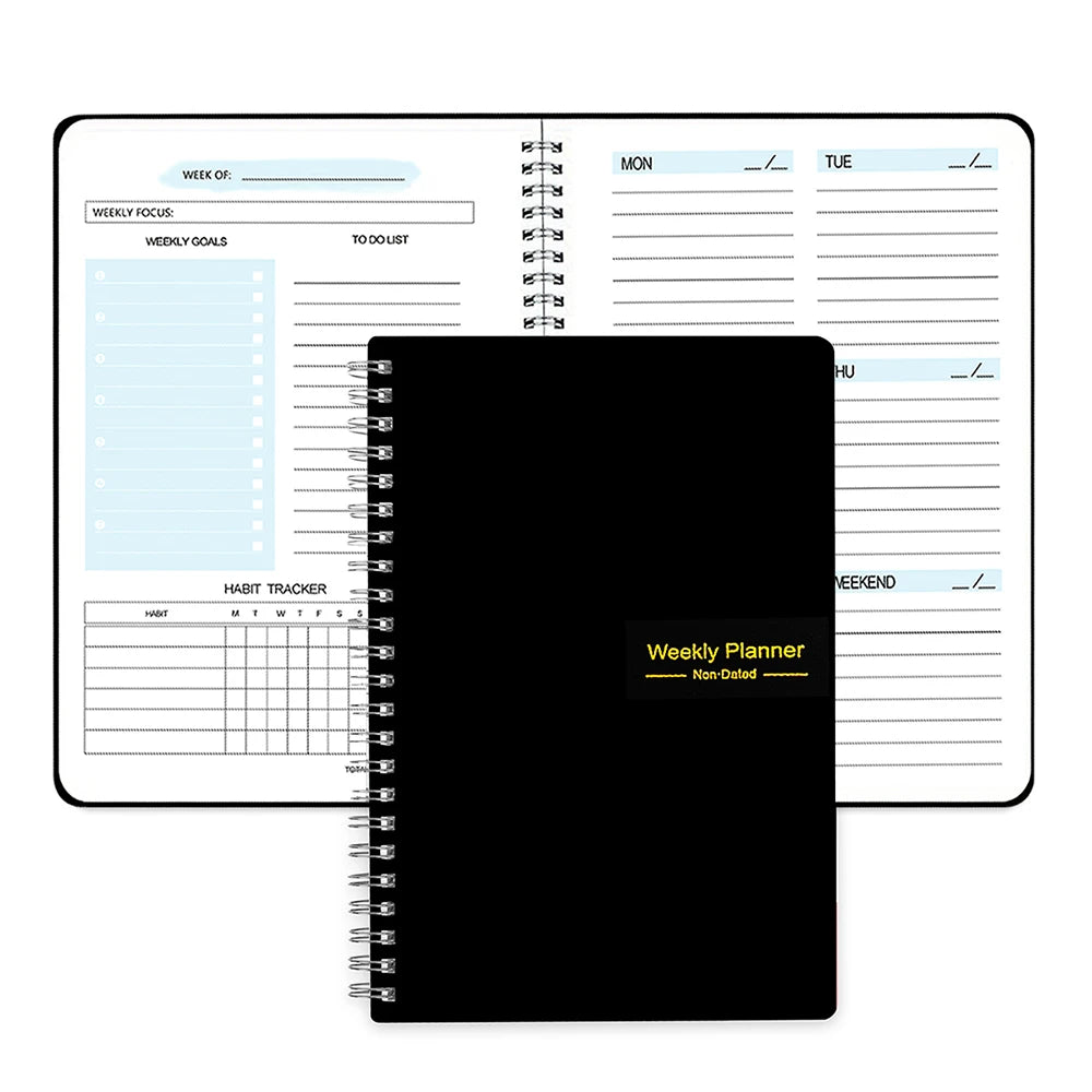 Planner Schedule Agenda Efficiency Notebook Daily Weekly Monthly Diary Journal for Students School Office Stationery Supplies