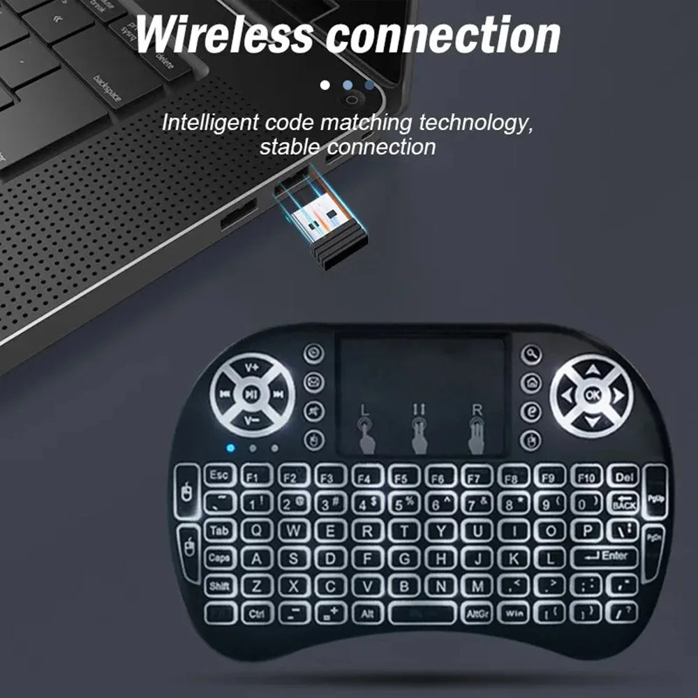 I8 Mini Wireless Keyboard 7 Color Backlit Russian French Spanish Portuguese Arabic 2.4G Air Mouse Remote for Android TV Box PC