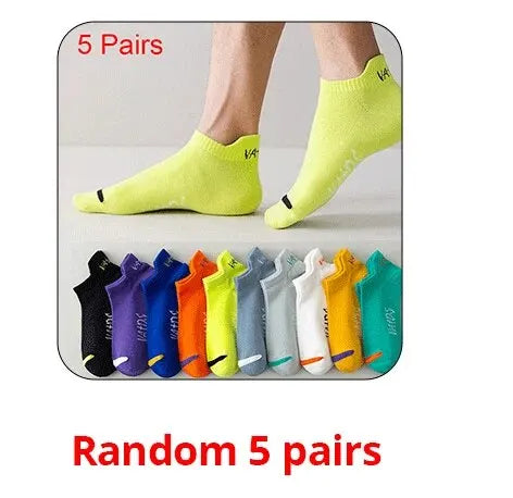 5/10/20 Pairs Bright Color Ankle No Show Socks Men Breathable Street Fashion Sport Deodorant Invisible Travel Running Socks