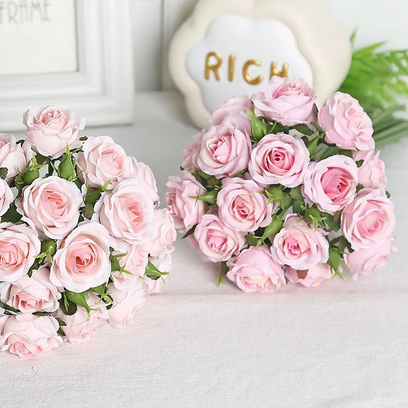 18 individual roses in hand, finished flower bouquet, living room decoration, artificial flower, artificial