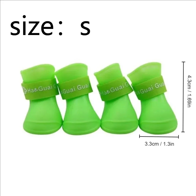 Green and Purple 4pcs/Set Small Pet Dog Rain Shoes Anti Slip Waterproof Puppy Cat Shoe Rubber Boots for Outdoor Footwear Socks