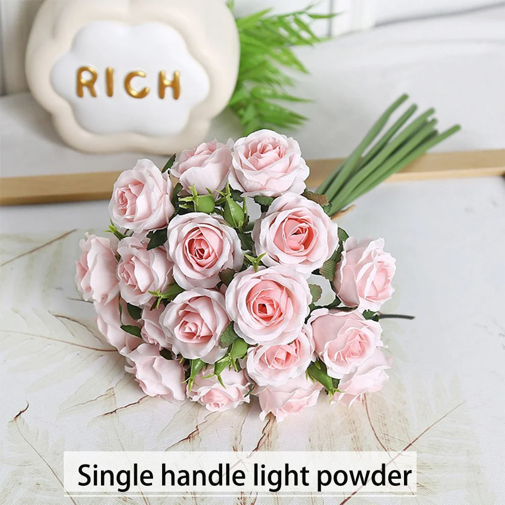 18 individual roses in hand, finished flower bouquet, living room decoration, artificial flower, artificial