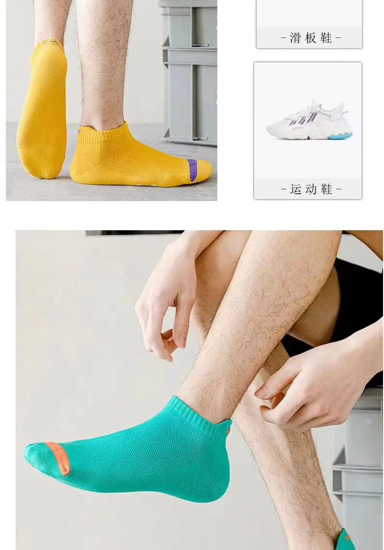 5/10/20 Pairs Bright Color Ankle No Show Socks Men Breathable Street Fashion Sport Deodorant Invisible Travel Running Socks