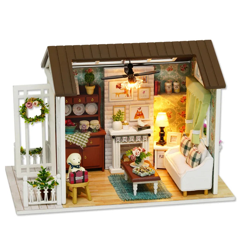 DIY Miniature Doll House Building Assembly House Toy Bedroom Decorations With Furniture Wooden Craft Toy Birthday Gift Dollhouse