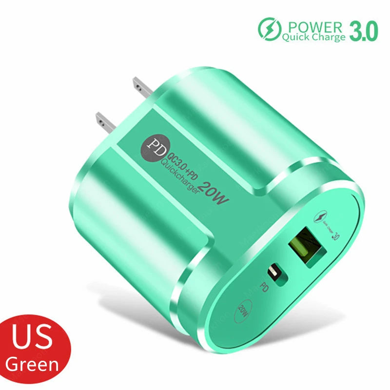 USB Charger Quick Charge QC4.0 3.0 For iPhone Xiaomi Oneplus 40W EU/US/UK Plug Fast Phone Adapter Portable Type C Wall Charger