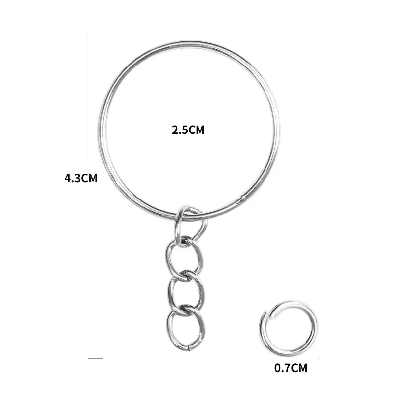 50/100pcs Stainless Steel Hole Flat Key Ring DIY Bag Pendant Buckles Making Polished Keychains Line Split Rings Jewelry Findings