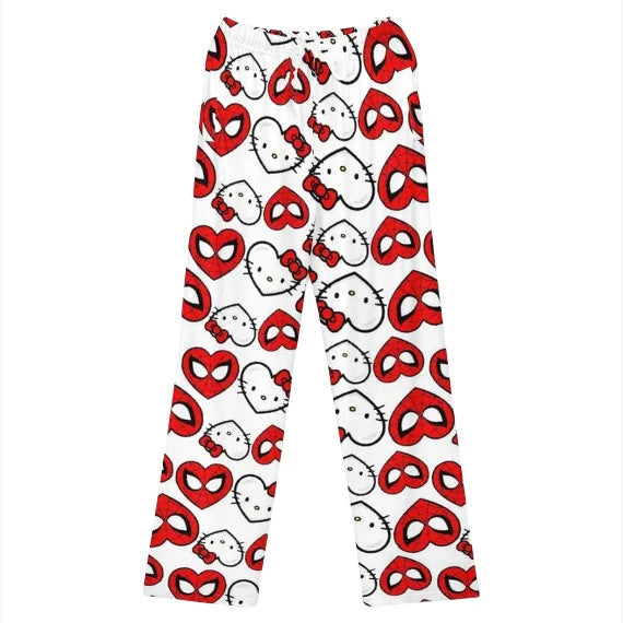 Hello Kitty Spider-Man anime pajama Pants Y2K cartoon loose slacks Family clothing Couple pants Girl gift