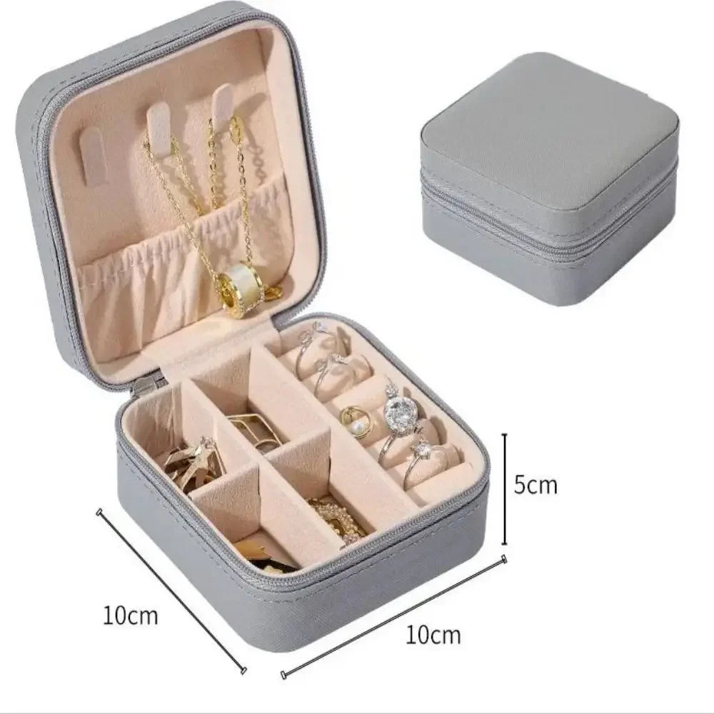 Mini Jewelry Storage Box Portable Home Travel Earrings Necklace Storage Case for Women Ring Organizer PU Leather Display Case