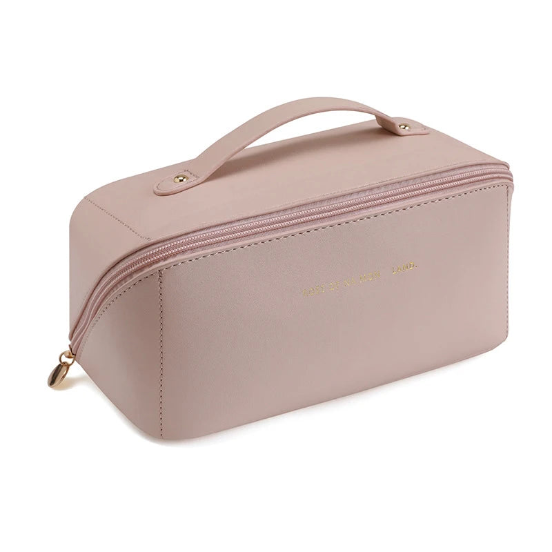 Advanced Multi Functional PU Leather Portable Makeup Bag Travel Lightweight Wash Bag Handheld Pillow Makeup Bag Storage Bag