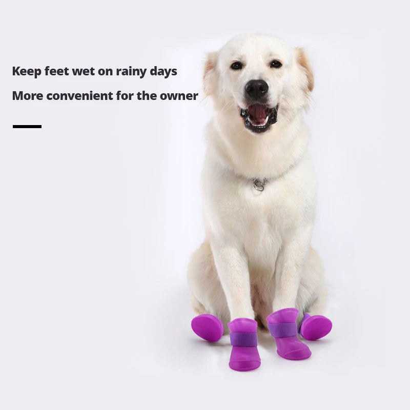 Green and Purple 4pcs/Set Small Pet Dog Rain Shoes Anti Slip Waterproof Puppy Cat Shoe Rubber Boots for Outdoor Footwear Socks