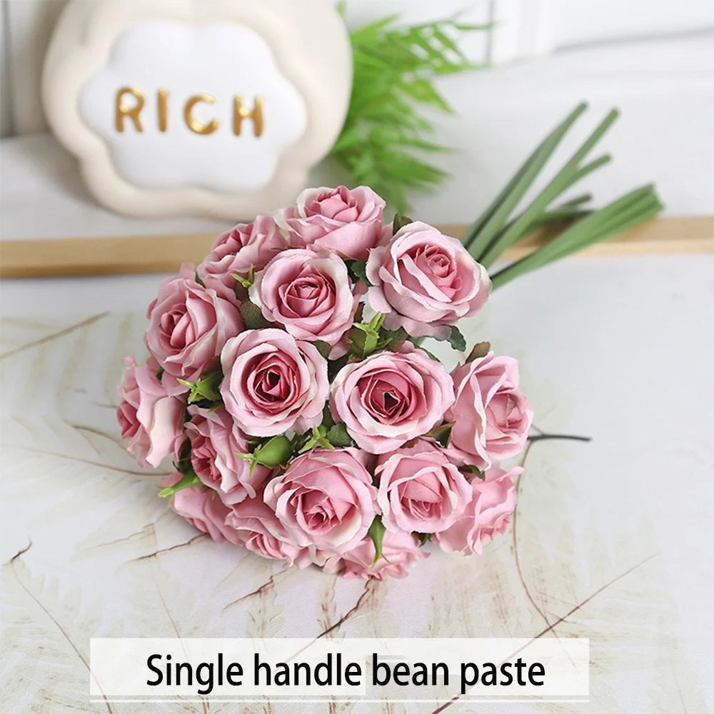 18 individual roses in hand, finished flower bouquet, living room decoration, artificial flower, artificial