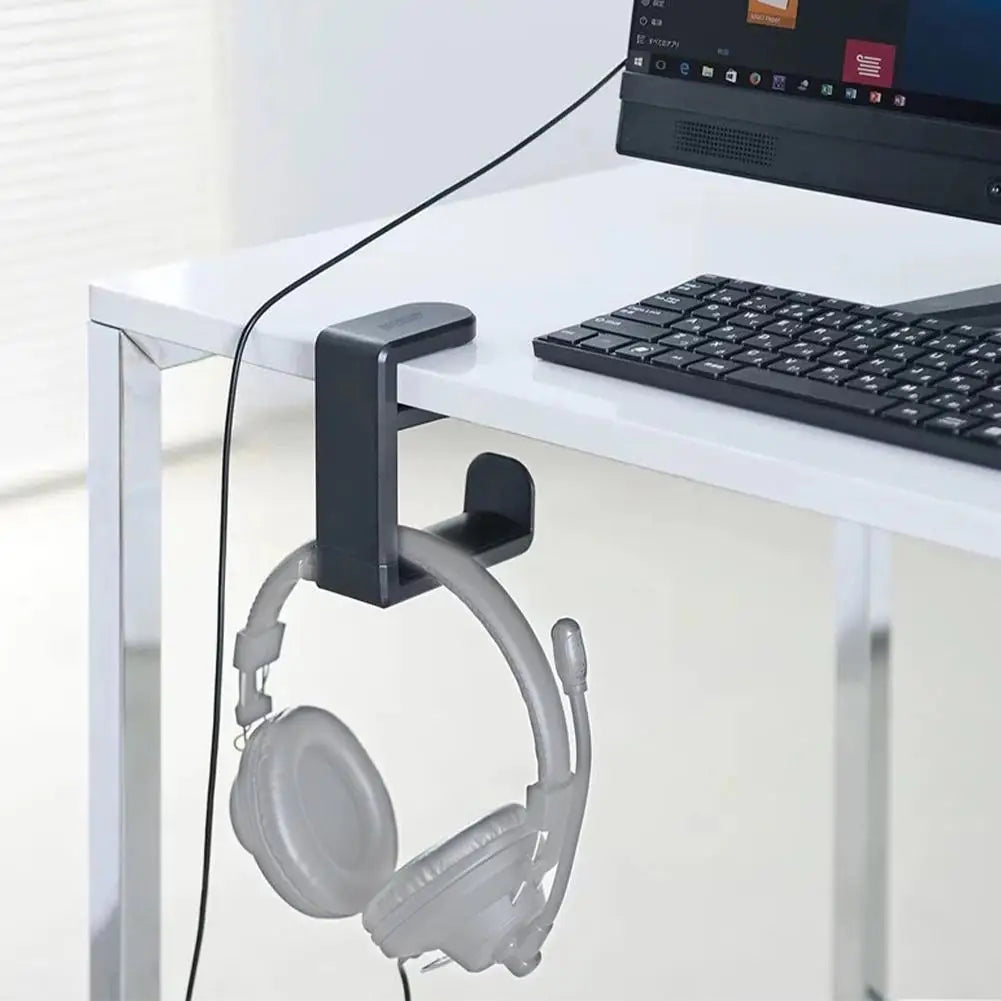 Universal Headphone Stand Adhensive Plastic Wall Mount Hanger Under Desk Headset Rack Holder Support For Gaming Earphone Bracket