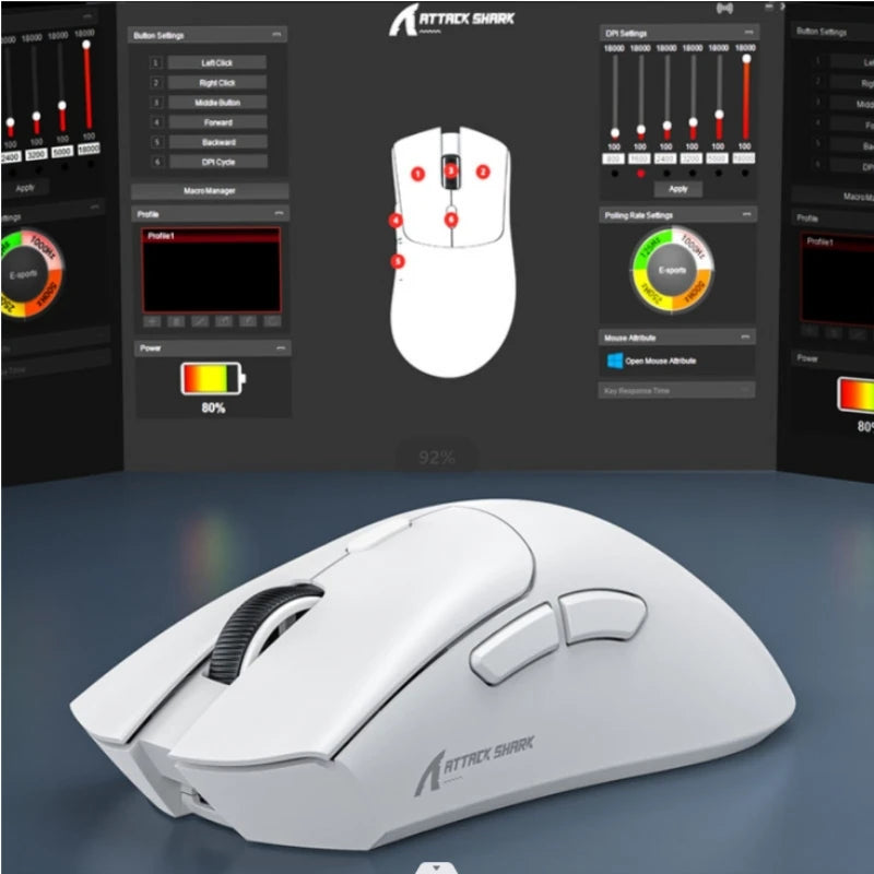 Attack Shark R1 1000Hz Bluetooth Mouse,18000dpi,PAW3311,Tri-mode Connection, Macro Gaming Mouse