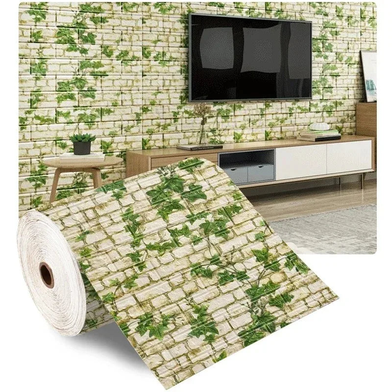 3D Self-Adhesive Wallpaper Continuous Waterproof Brick Wall Stickers Living Room Bedroom Children's Room Home Decoration