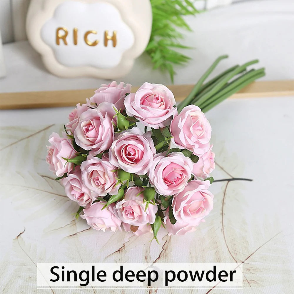 18 individual roses in hand, finished flower bouquet, living room decoration, artificial flower, artificial