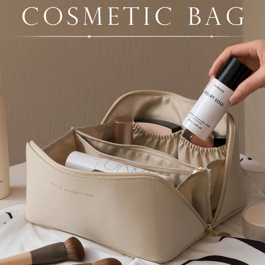 Cosmetic Bag PU Leather Large-capacity Travel Cosmetics Storage Bags Women Portable Handbag Multifunction Waterproof Washing Bag