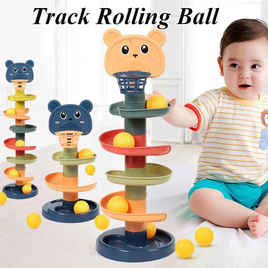 Different Layers Baby Track Rolling Ball Toy Early Educational Puzzle Toy for Children Montessori Sliding Track Tower Kids Gift