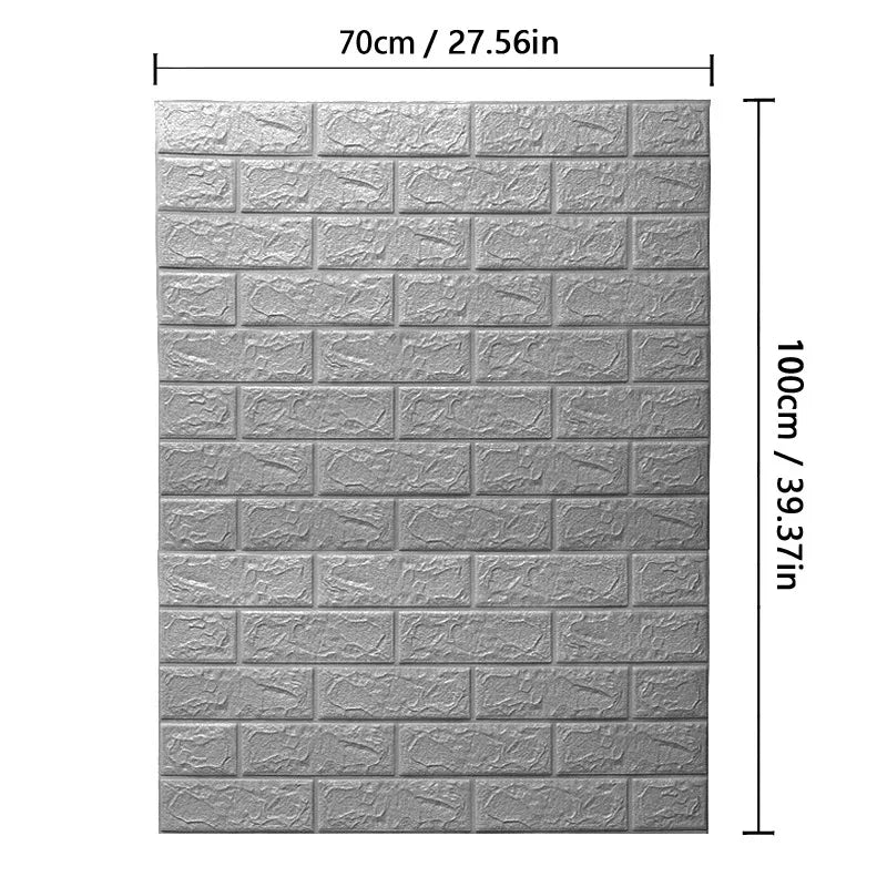 70cm*100cm Self-adhesive Wallpaper Background Modern Home Decoration PVC Waterproof Wall Stickers Foam 3D DIY Brick Pattern Room