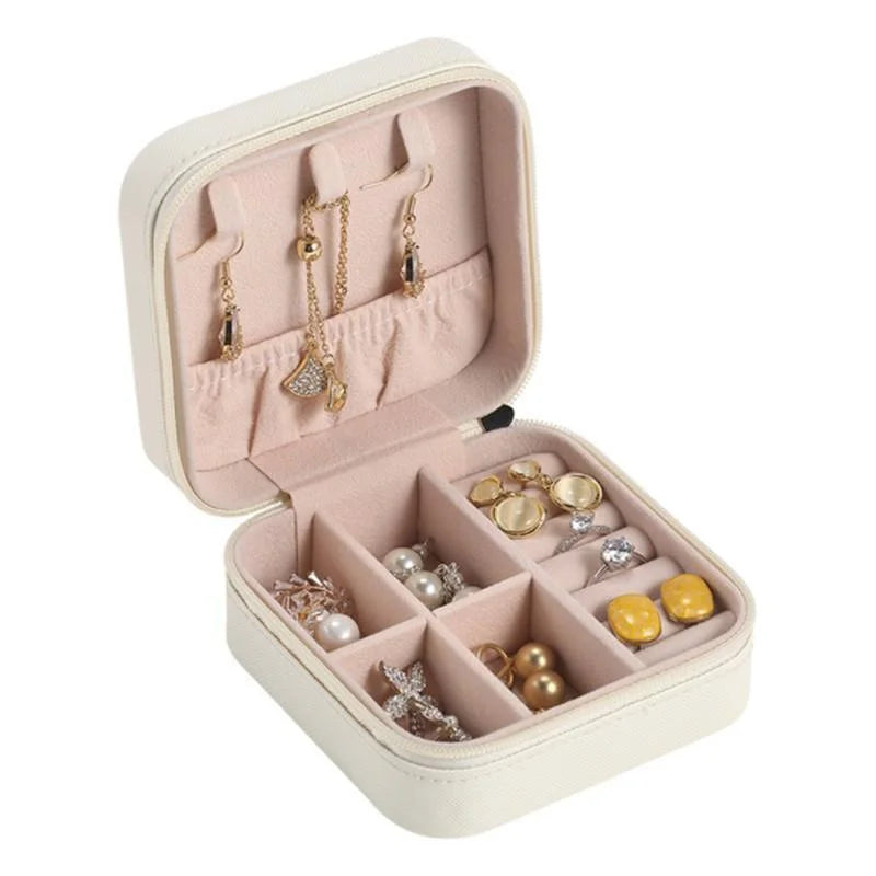 Portable Travel Ladies Jewelry Box  for Rings, Pendants, Earrings, Necklaces, Organizer for Birthday Festive Christmas Gifts