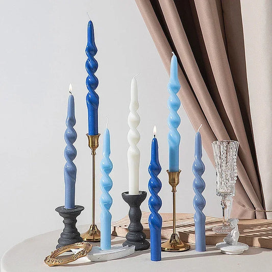 2PCS Twisted Colored Candles Spiral Taper Candle Long  Lot Wedding Candles for Stylish Home Décor