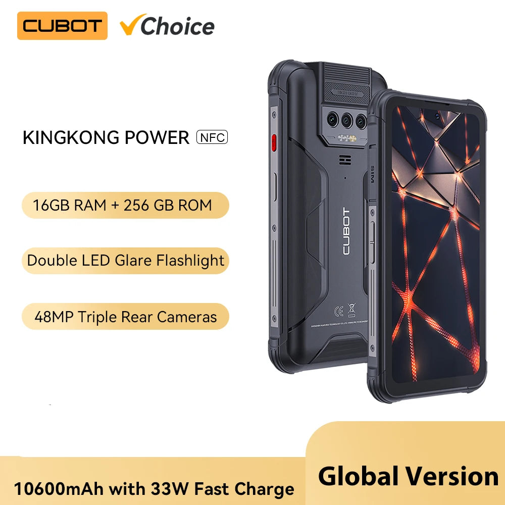 [Choice] Cubot KingKong Power, Waterproof Rugged Smartphone Android 13, 8GB+256GB, 10600mAh, 33W Fast Charge, NFC, 6.5" FHD+,GPS