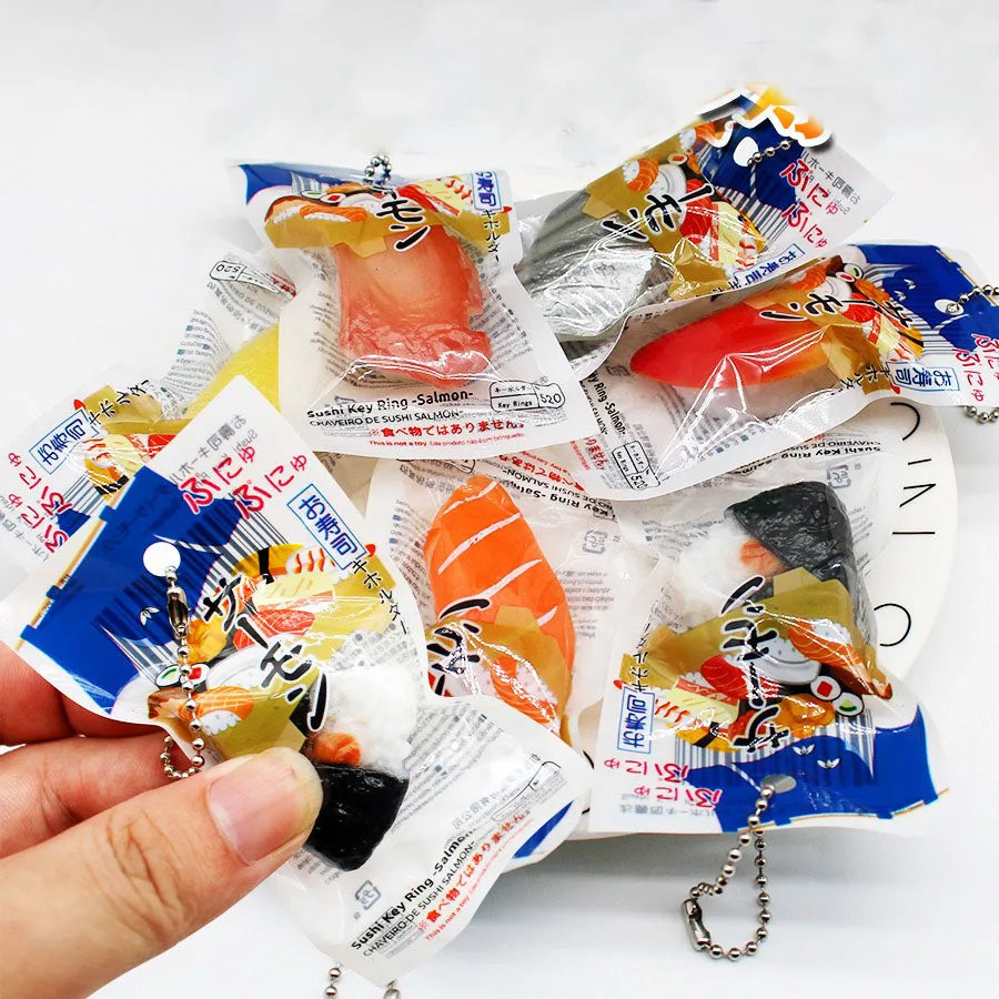 Fun Simulation Food Pendant Japanese Salmon Sushi Keychain Creative Bag Pendants Jewelry Students Schoolbag Creative Model Gifts