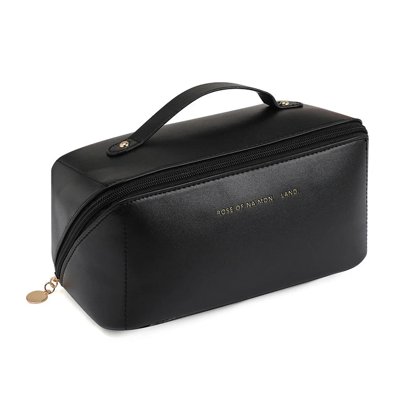 Advanced Multi Functional PU Leather Portable Makeup Bag Travel Lightweight Wash Bag Handheld Pillow Makeup Bag Storage Bag