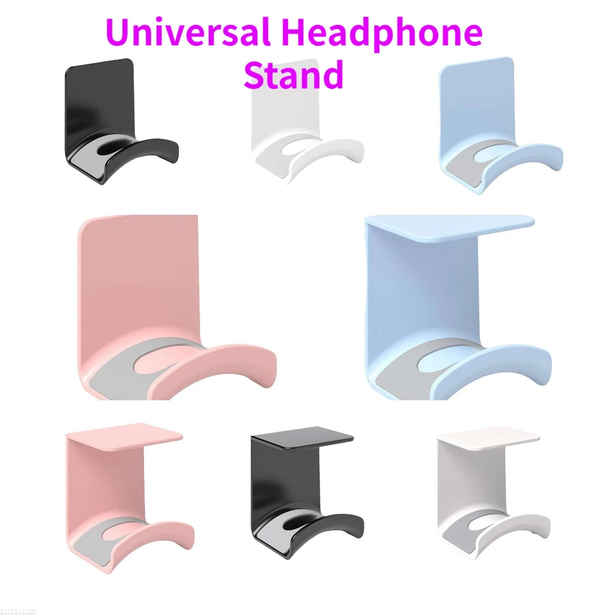 Universal Headphone Stand Adhensive Plastic Wall Mount Hanger Under Desk Headset Rack Holder Support For Gaming Earphone Bracket