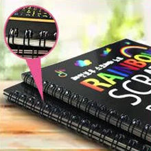 2 Pack Rainbow Scratch Paper Children's Art Book Black DIY Rainbow Art Paper Card Neon Scratch Book with Wood Stick