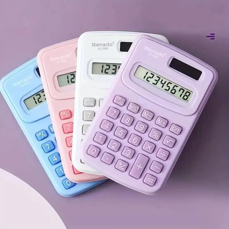 Small Solar Calculator Portable Calculator Cute 8 Digits LCD Electronic Calculator Home Office Primary School Teaching Supplies