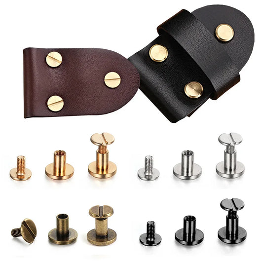 10Sets Metal Solid Screw Nail Rivet Double Curved Head Belt Strap Rivets Book Screws for Luggage Leather Craft Clothes Shoes Bag