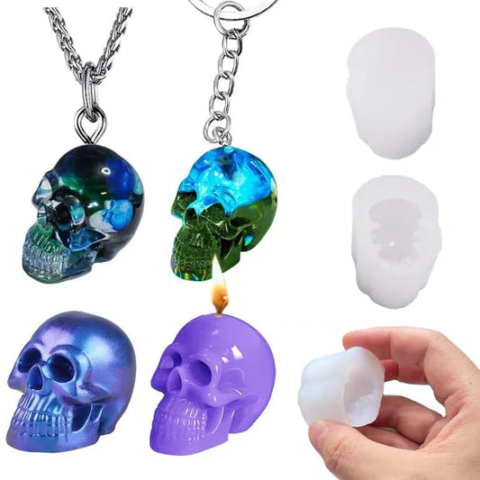 Mini Skull Resin Silicone Molds 3D Skull Head for Resin Bracelet Clay Candle Wax Casting Halloween Party Supplies Home Décor