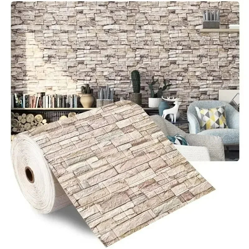 3D Wall Sticker Retro Imitation Brick Wallpaper Self Adhesive Waterproof AntifoulingWallcovering Living Room Bedroom Wall Decor