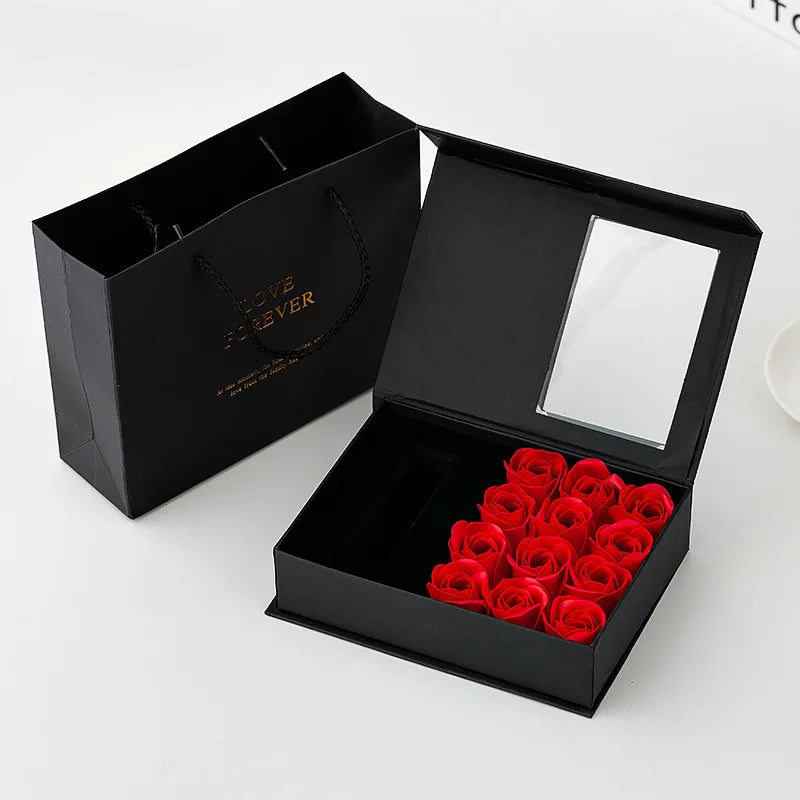 Valentines Mothers Day Flower Jewelry Box Rose Flower Christmas Present Women Birthday Party Girlfriend Gifts Gifts for Mom