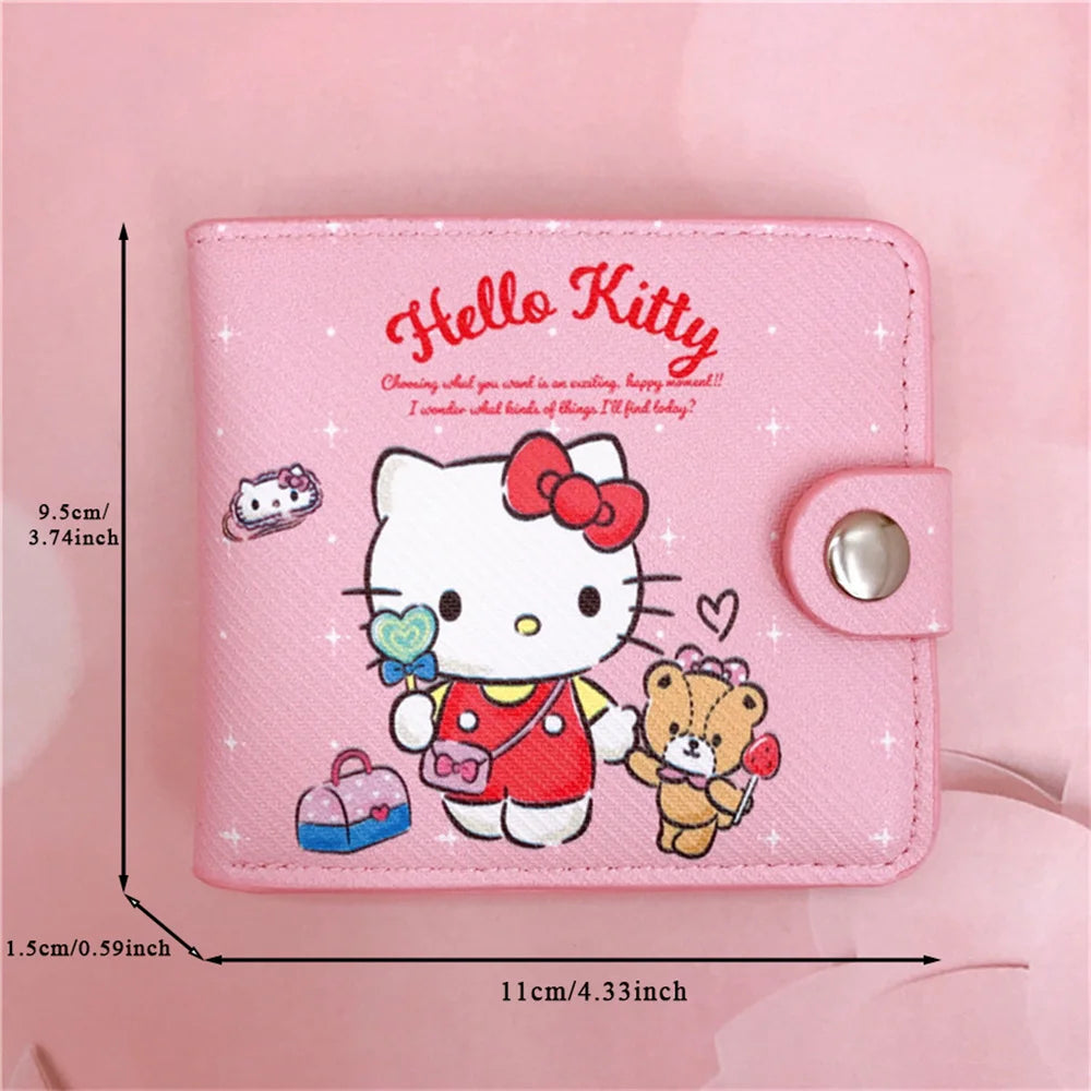 Kawaii Hello Kitty Cinnamoroll My Melody Kuromi Sanrio New Pu Casual Money Bag Coin Purse Card Holder Wallet With Buttons