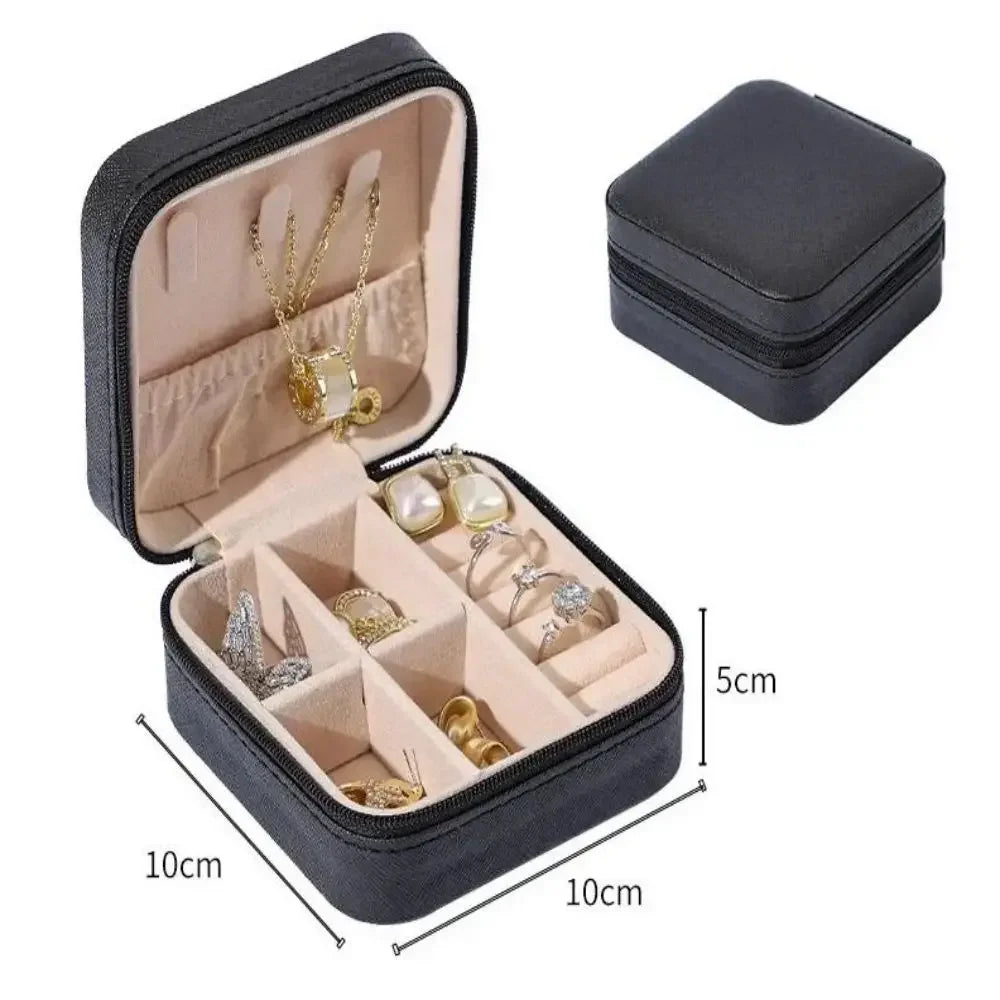 Mini Jewelry Storage Box Portable Home Travel Earrings Necklace Storage Case for Women Ring Organizer PU Leather Display Case