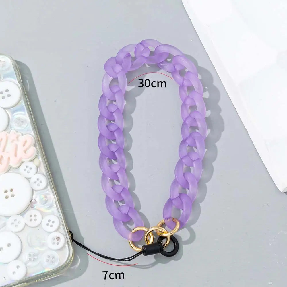 New Fashion Candy Color Acrylic Anti-Lost Mobile Phone Chain Lanyard Mobile Phone Bracelet Charm Decoration Jewelry wholesale