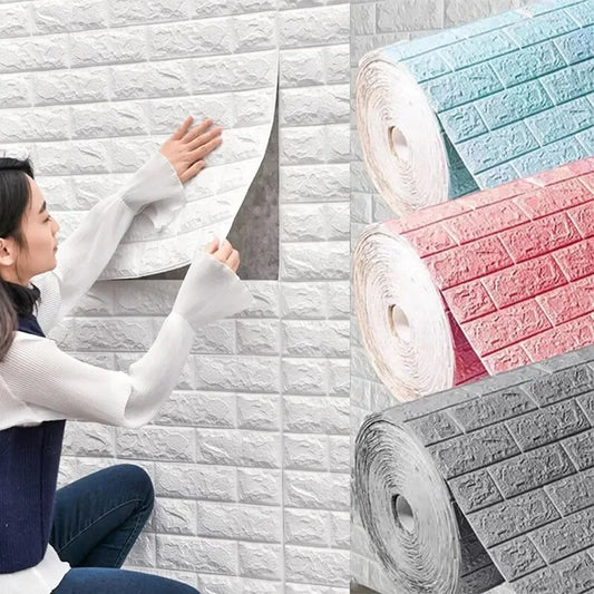 70cm*100cm DIY Self-adhesive Wallpaper Brick Pattern Modern Home Decoration PVC Waterproof Wall Stickers 3D Kitchen Background