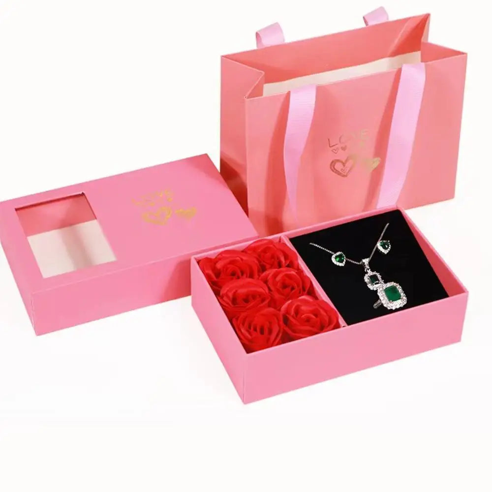 Valentines Mothers Day Flower Jewelry Box Rose Flower Christmas Present Women Birthday Party Girlfriend Gifts Gifts for Mom