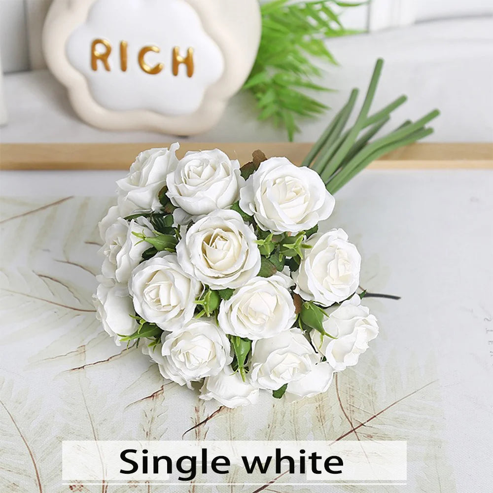 18 individual roses in hand, finished flower bouquet, living room decoration, artificial flower, artificial